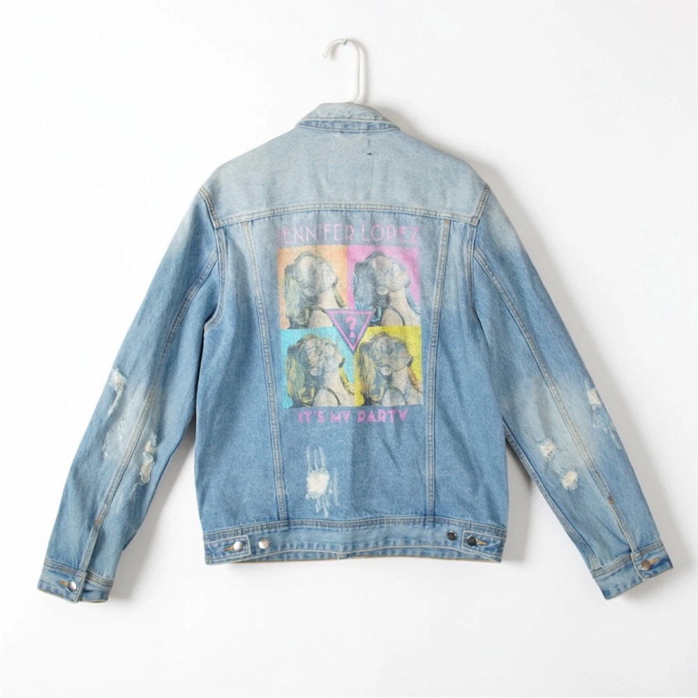 GUESS JLO Dillon Denim Jacket Adult Size Large Blue Jennifer Lopez It's My Party
